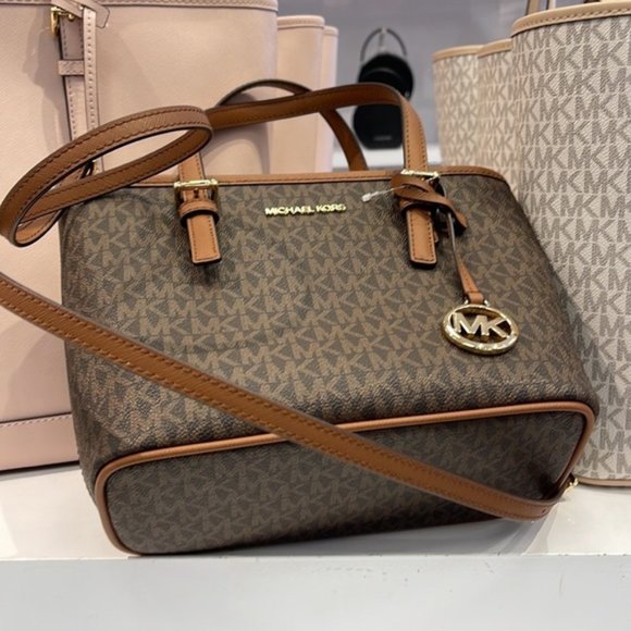 Michael Kors Jet Set Travel XS Carryall Tote Top Zip Tote Brown - Picture 4 of 16